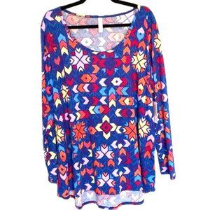 LuLaRoe Lynnae 3XL Long Sleeve Tunic Top Geometric Aztec Arrows Multicolored